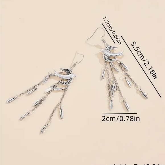 Silver Bird Dangle Earrings - Picture 2 of 3